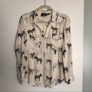 Anthropologie Zebra Button-Down